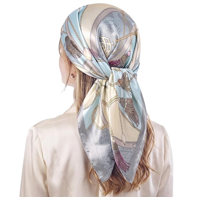 Silk Satin Scarf for Women Stylish - Fashion Bandanas, Head Wrap Shawl Square Neck Hijab, Lightweight Hair Scarves for Office Travel Wear - Image 2