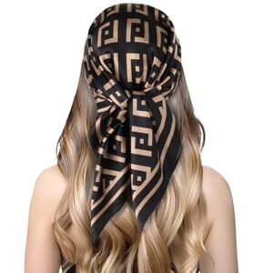 Silk Satin Scarf for Women Stylish - Fashion Bandanas, Head Wrap Shawl Square Neck Hijab, Lightweight Hair Scarves for Office Travel Wear