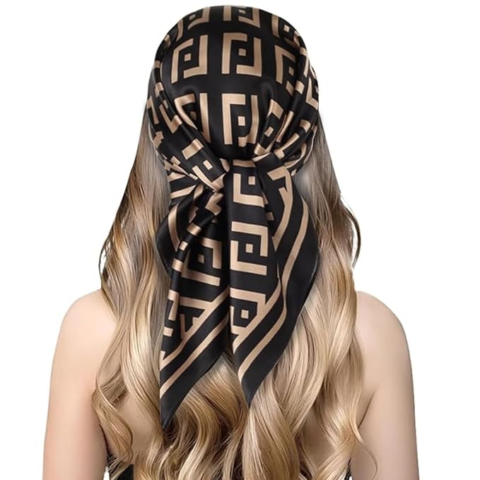 Silk Satin Scarf for Women Stylish - Fashion Bandanas, Head Wrap Shawl Square Neck Hijab, Lightweight Hair Scarves for Office Travel Wear
